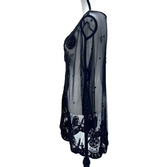 STERLING STYLES BLACK SHEER MESH BEADED EVENING JACKET - Picture 7 of 15